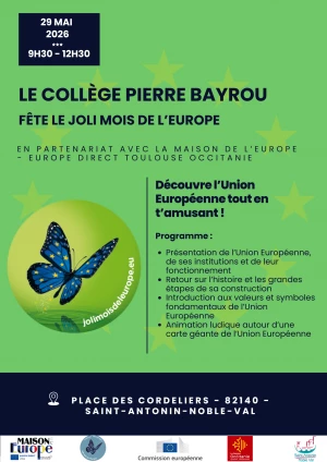 Affiche Le Joli mois de l'Europe au collège Pierre Bayrou de Saint Antonin Noble Val