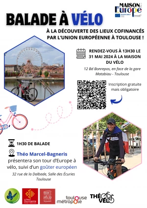 Affiche Balade à vélo - A la découverte des lieux cofinancés par l'Union européenne