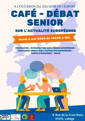 Affiche Café-débat sénior et animation européenne à l'école de Labège (31)