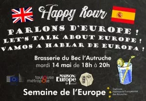 Affiche « Happy Hour Europe » au bar L'Autruche