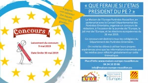 Affiche Concours « QUE FERAI JE SI J'ETAIS PRESIDENT DU PE ? »