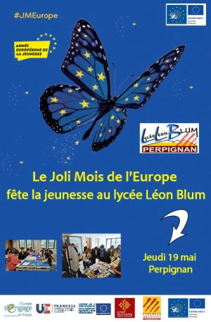 Affiche Fêtons le Joli Mois de l'Europe avec les jeunes du Lycée Léon-Blum !