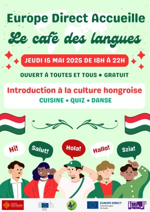 Affiche Europe direct Auch accueille le café des langues : Introduction à la culture hongroise