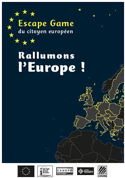 Affiche Escape-game du citoyen européen "Rallumons l'Europe"